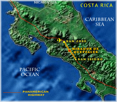 Mirador de Quetzales Location Map